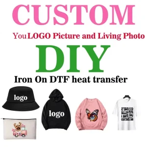 DTF Transferencia de Calor Personalizada – Logotipo o Foto Lista para Planchar en Ropa (DIY Termopegatina)