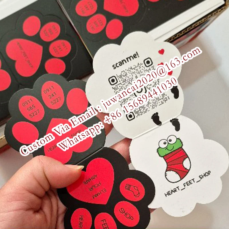 Tarjetas de visita personalizadas con corte especial para salón de belleza, tarjetas de fidelización con código QR, tarjetas de descuento, tarjetas promocionales, folletos con logotipo - Imagen 11