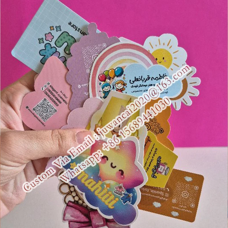 Tarjetas de visita personalizadas con corte especial para salón de belleza, tarjetas de fidelización con código QR, tarjetas de descuento, tarjetas promocionales, folletos con logotipo - Imagen 14