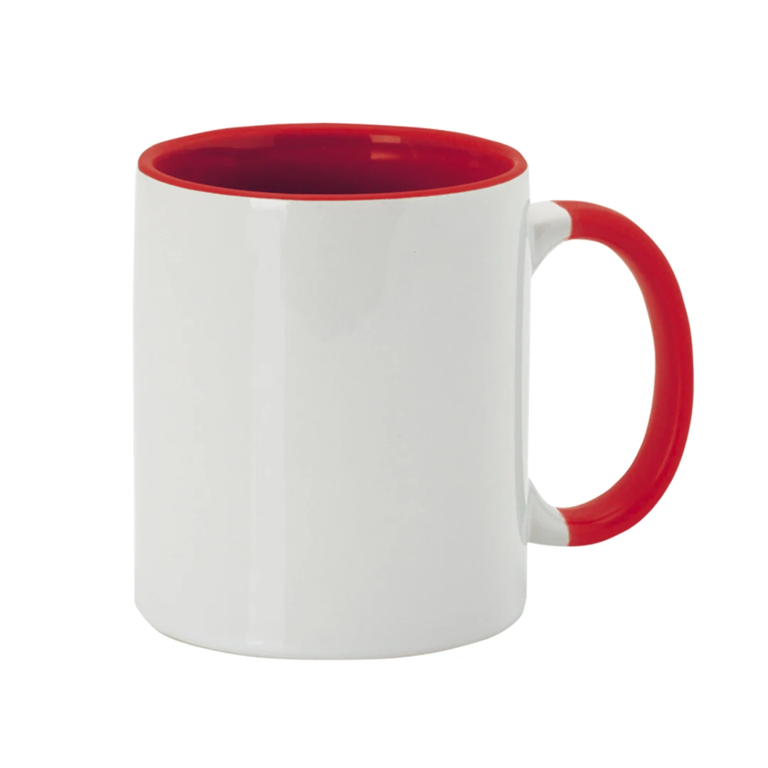 Izmi laser. Lot 25 units sublimation cups - 350ml. White with colored handle and interior. Specially designed for sublime results, presented in individual box. Ceramic mug ideal for sublimating, personalizing, design. (mixed) - Imagen 3