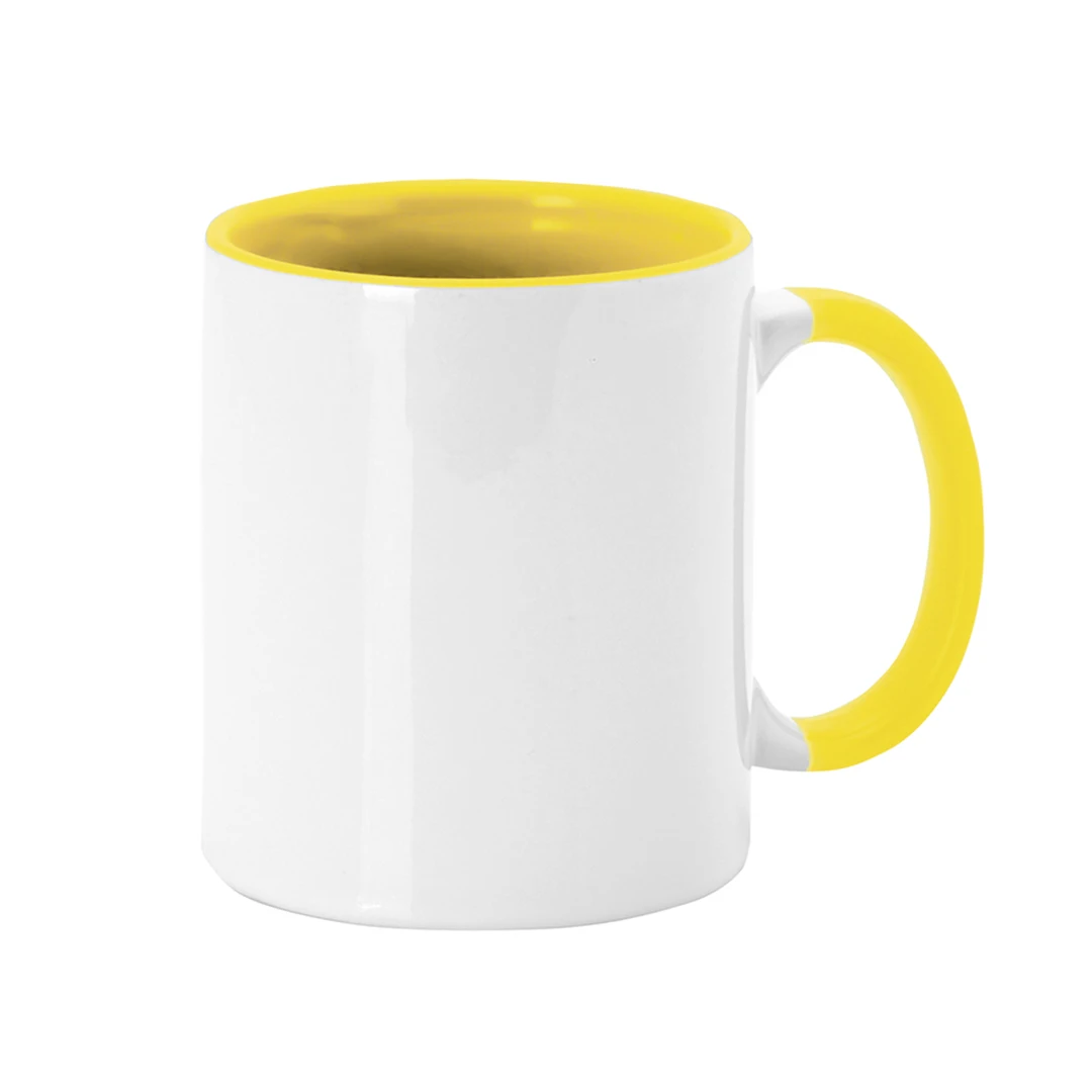 Izmi laser. Lot 25 units sublimation cups - 350ml. White with colored handle and interior. Specially designed for sublime results, presented in individual box. Ceramic mug ideal for sublimating, personalizing, design. (mixed) - Imagen 5