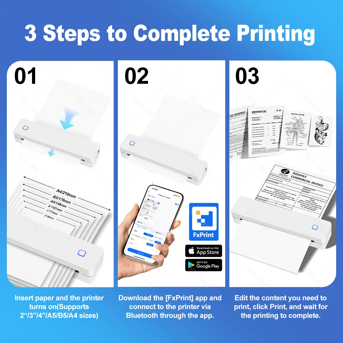 Impresora térmica Bluetooth A4 compatible con tamaños 2 “/3”/4"/A4 Dispositivo de impresión inalámbrico portátil Ideal para viajes Papel térmico A4 - Imagen 16