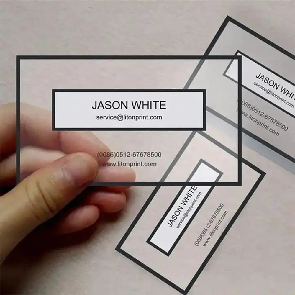 Tarjeta de visita de PVC transparente personalizada, logotipo de visita transparente, nombre, identidad de plástico, esquinas redondas impermeables, personalizado, 200 Uds., 500 Uds. - Imagen 10