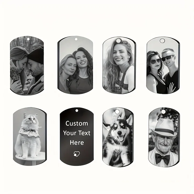 Llavero personalizado con foto y texto grabado láser – Acero inoxidable negro - Imagen 5