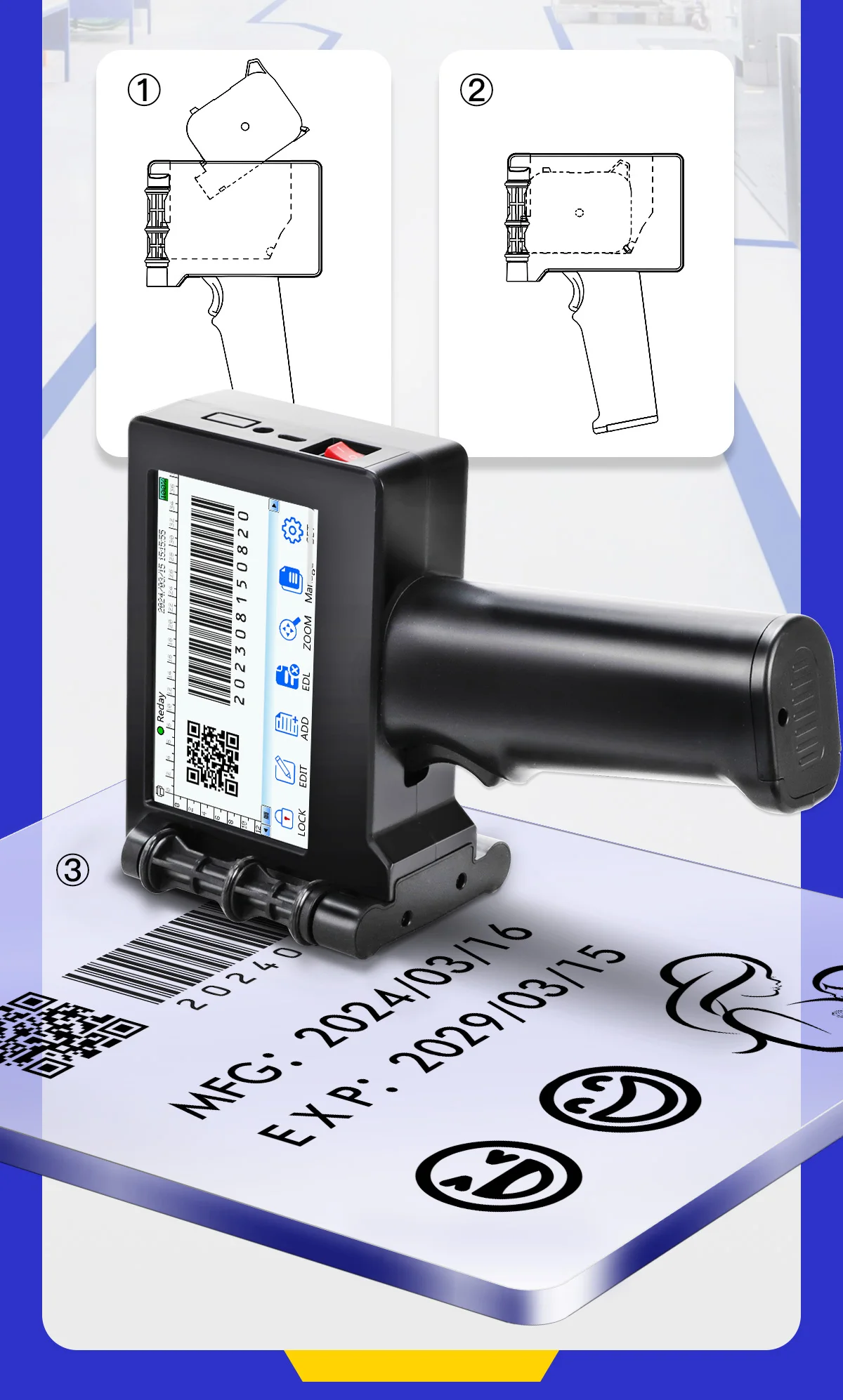 Impresora de inyección de tinta portátil Yhan de 12,7 mm sincriptar para fecha de caducidad Código de barras Código QR Números de lotes Impresión de logotipos de mejor valor - Imagen 22