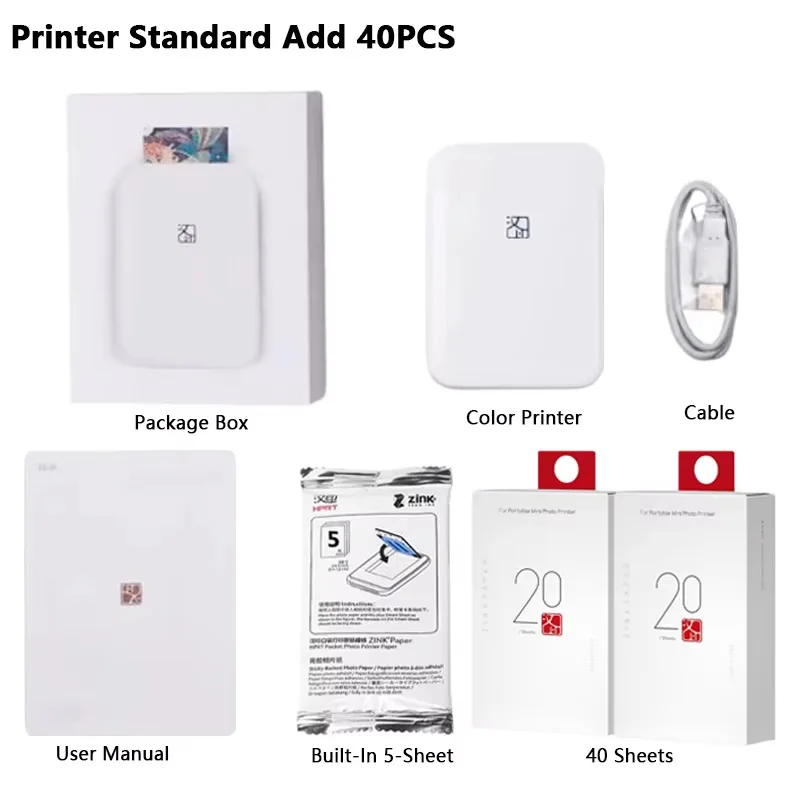 Impresora fotográfica en Color HPRT MT53, 2x3 pulgadas, bolsillo de papel con respaldo adhesivo, impresión Bluetooth, impresora fotográfica instantánea, bolsa de papel con respaldo adhesivo - Imagen 8