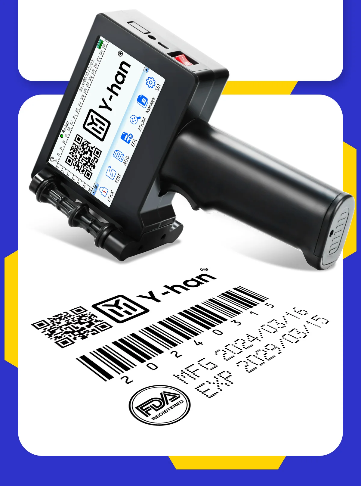 Impresora de inyección de tinta portátil Yhan de 12,7 mm sincriptar para fecha de caducidad Código de barras Código QR Números de lotes Impresión de logotipos de mejor valor - Imagen 18