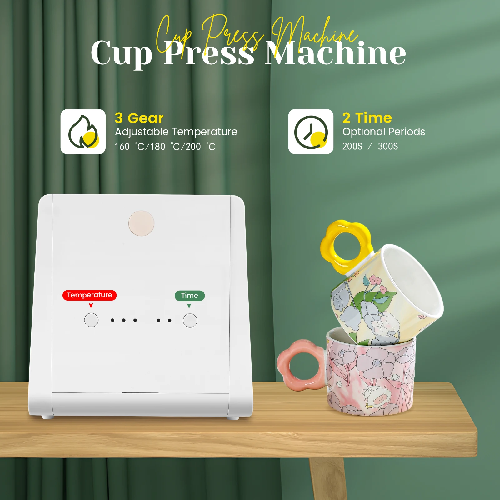 Máquina automática de prensado en caliente para tazas, prensador de tazas portátil por sublimación de transferencia de 10-11oz, botón de un solo toque como regalo para cumpleaños - Imagen 3