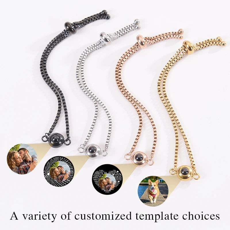 Pulsera con Foto Personalizada, Pulseras con Proyección de Imagen en 100 Idiomas, Te Amo, Pulsera de Acero Inoxidable - Imagen 2