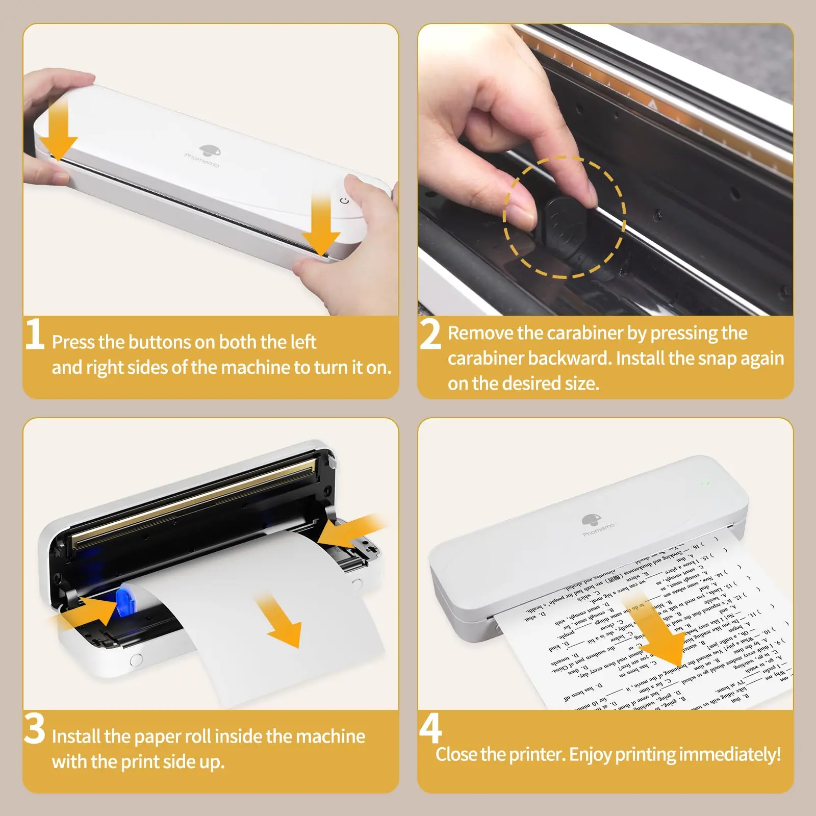 Phomemo-papel térmico para impresora, papel térmico continuo de secado rápido, tamaño de letra A4, M08F, M832, M834, M835, 50/80/110mm - Imagen 2