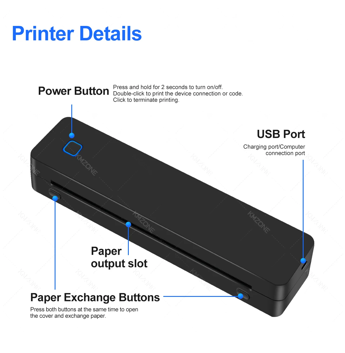 Impresora térmica Bluetooth A4 compatible con tamaños 2 “/3”/4"/A4 Dispositivo de impresión inalámbrico portátil Ideal para viajes Papel térmico A4 - Imagen 22