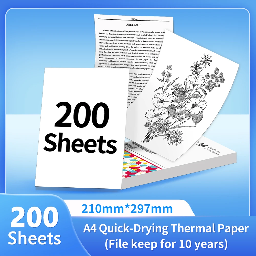 Phomemo-papel térmico para impresora, papel térmico continuo de secado rápido, tamaño de letra A4, M08F, M832, M834, M835, 50/80/110mm - Imagen 13