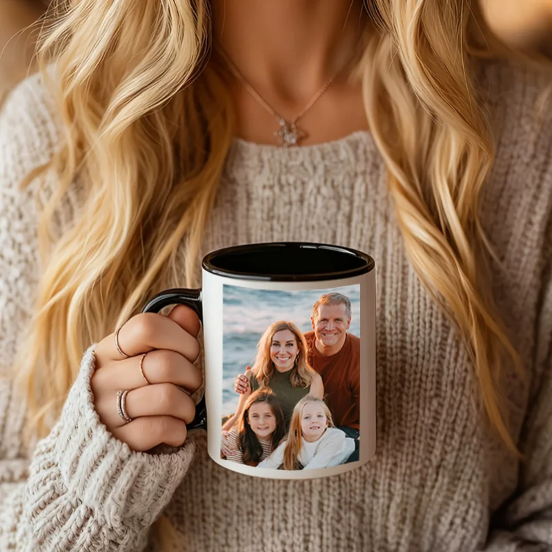 1 customized mug with customizable images and text, perfect for Valentine's Day gift, mother, and the best personalized gift - Imagen 4