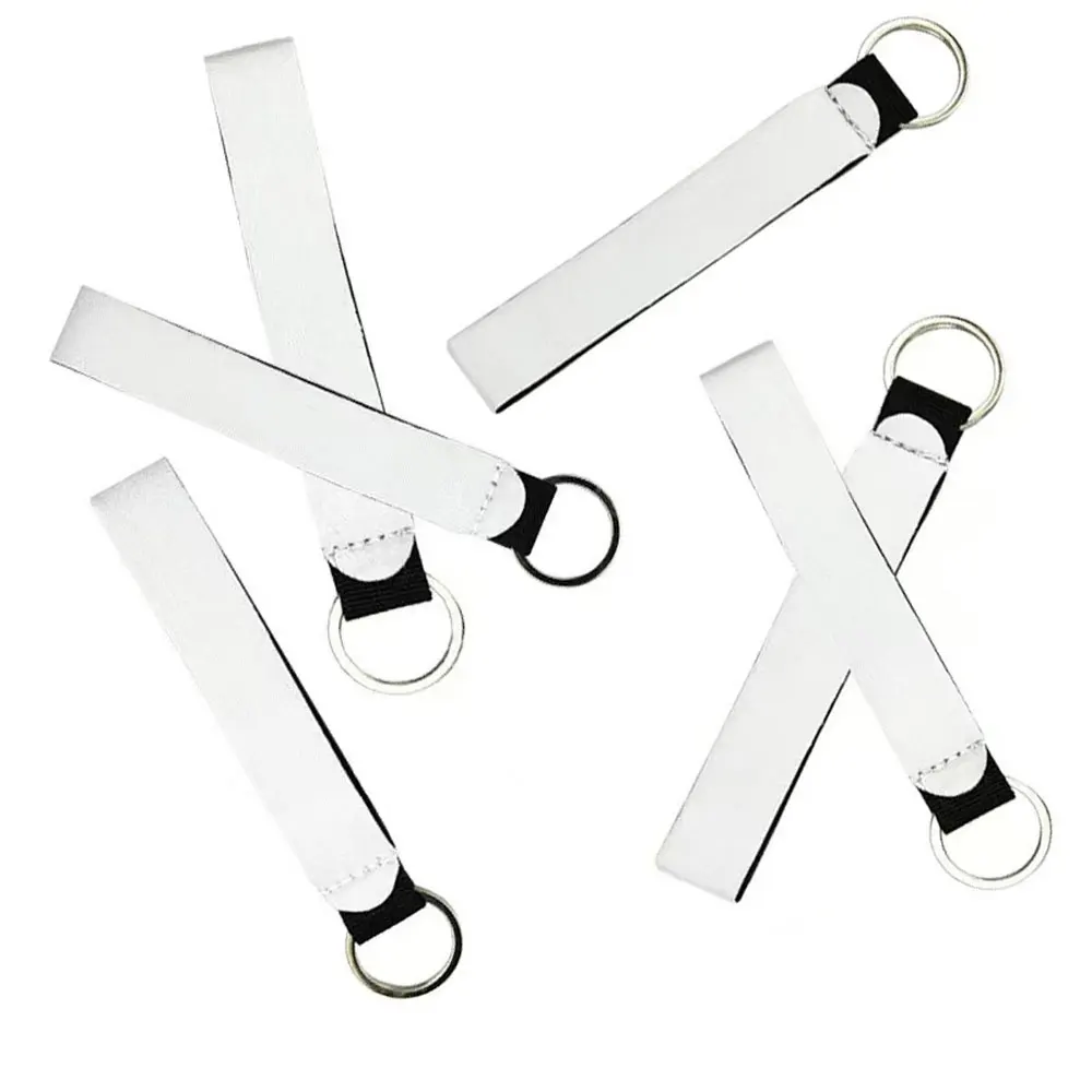 10Pcs Sublimation Blank Wristband Keychain Neoprene Wristlet Strap Lanyard Heat Press Transfer White Wrist Diy Key Ring - Imagen 3