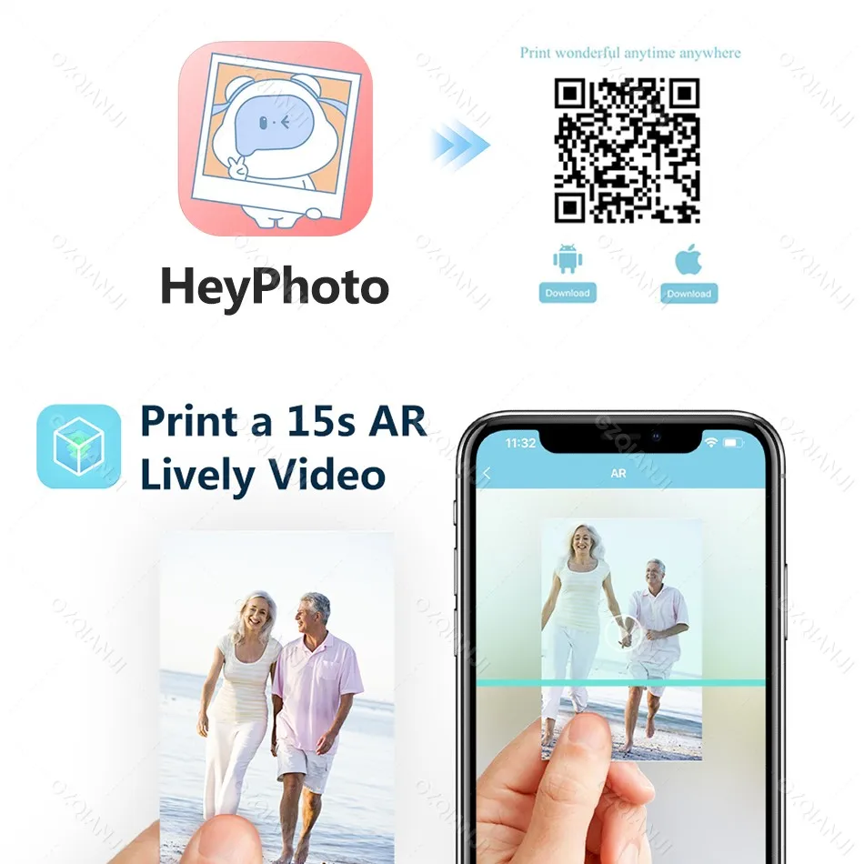 Impresora de bolsillo móvil Mni portátil HPRT MT53, impresora fotográfica inalámbrica BT con tecnología Zink, impresora fotográfica en Color de 2x3 pulgadas - Imagen 3