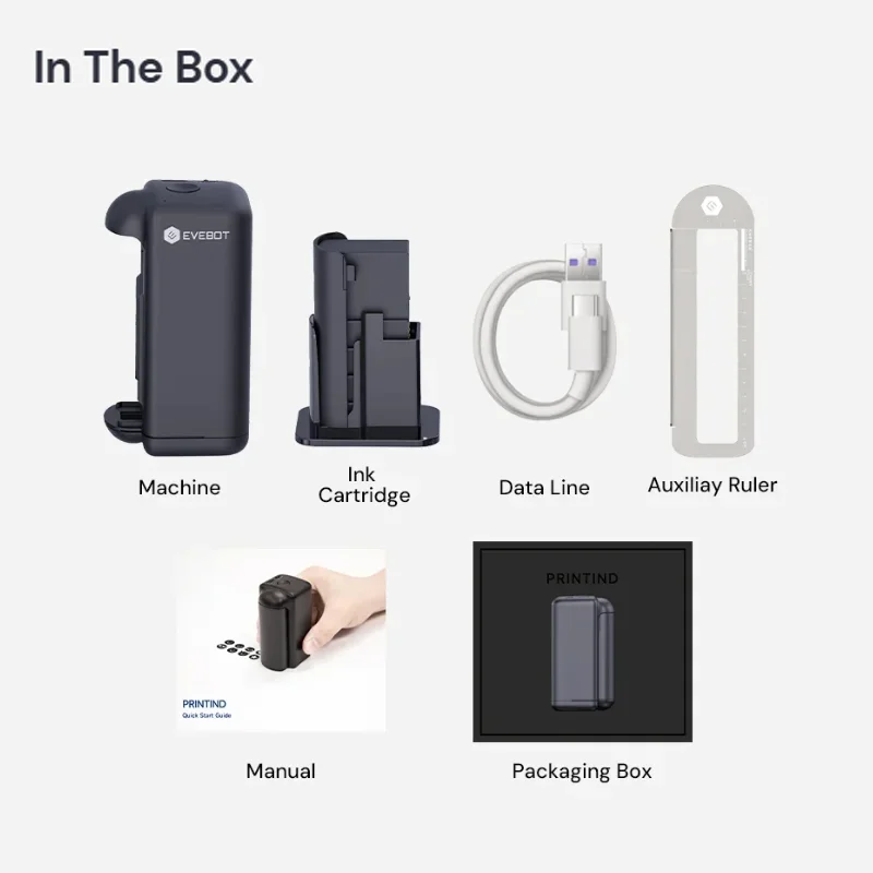 EVEBOT PRINTIND Impresora de inyección de tinta industrial portátil Mini impresora inteligente inalámbrica Bluetooth Tinta de secado rápido (tinta permanente) - Imagen 3