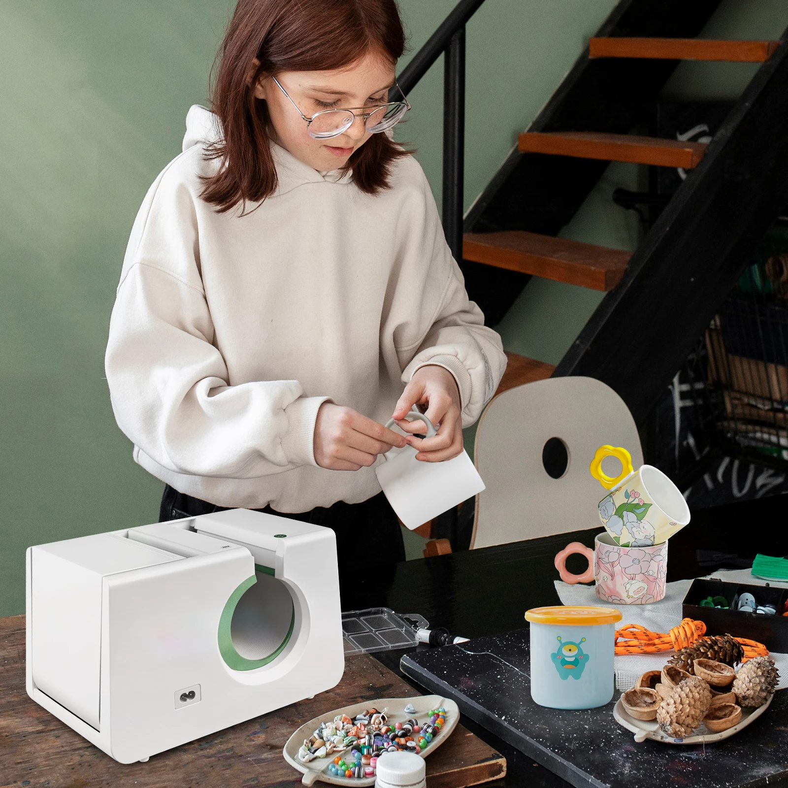 Máquina automática de prensado en caliente para tazas, prensador de tazas portátil por sublimación de transferencia de 10-11oz, botón de un solo toque como regalo para cumpleaños - Imagen 6