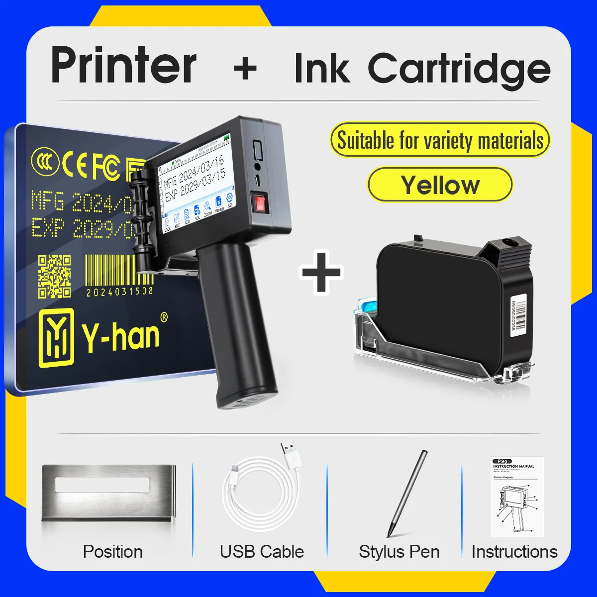 Impresora de inyección de tinta portátil Yhan de 12,7 mm sincriptar para fecha de caducidad Código de barras Código QR Números de lotes Impresión de logotipos de mejor valor - Imagen 10