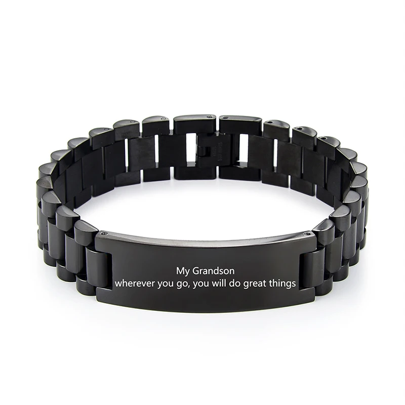Pulsera con texto de imagen personalizada, pulsera de eslabones de acero inoxidable, pulsera con grabado personalizado, foto/texto/nombre, joyería para hombres - Imagen 12