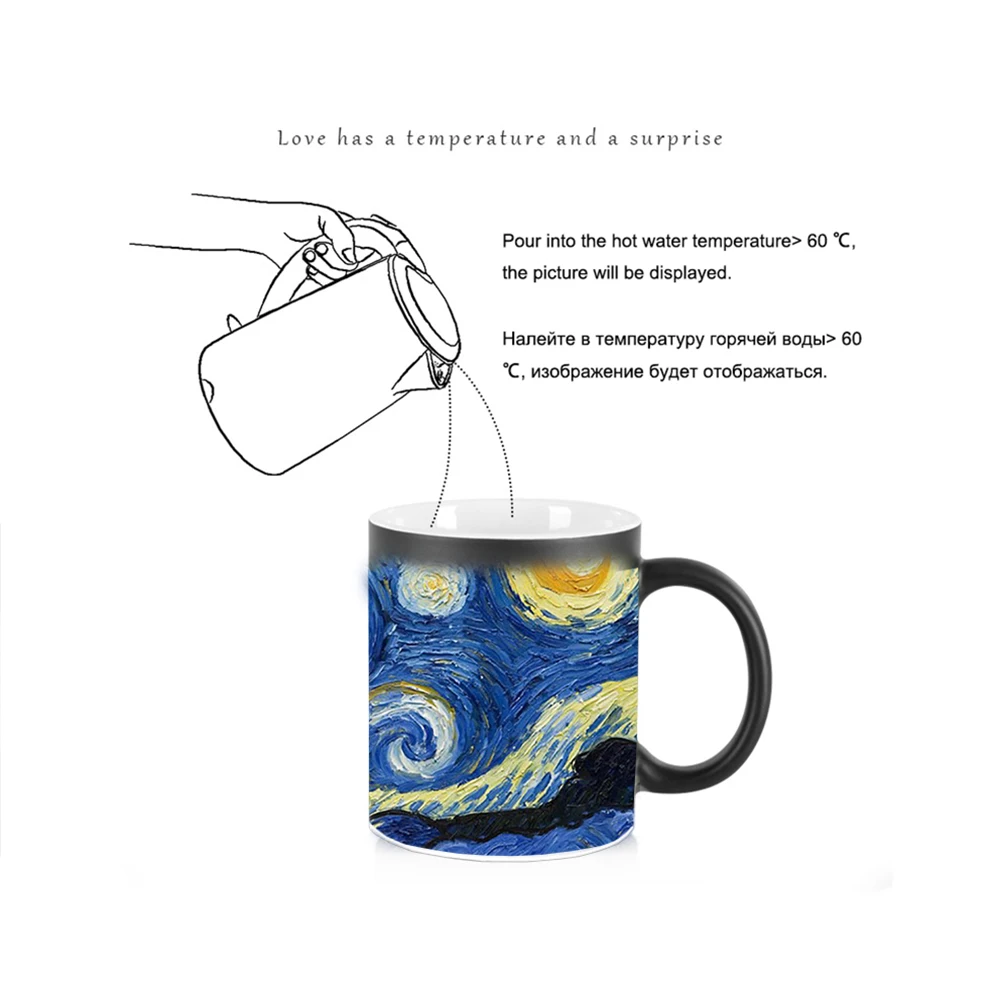 Personalized Gifts Color Change Coffee Mugs BSKT-159 Starry Sky Mug Funny Coffee Cups Ceramic Cup Drinkware Sublimation Tumblers - Imagen 2