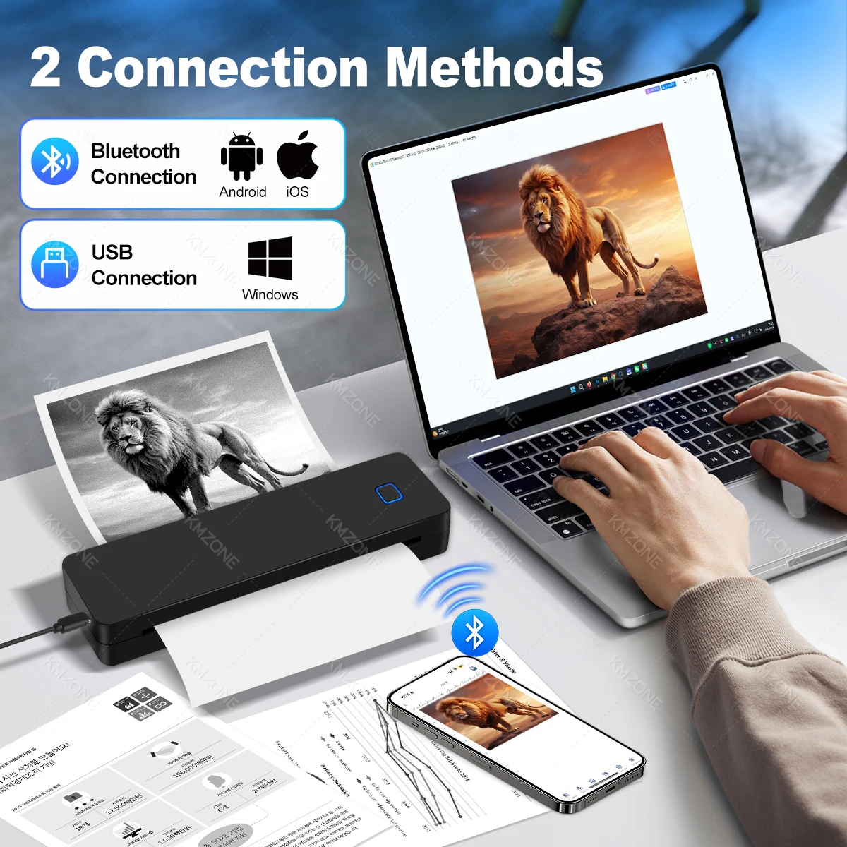 Impresora térmica Bluetooth A4 compatible con tamaños 2 “/3”/4"/A4 Dispositivo de impresión inalámbrico portátil Ideal para viajes Papel térmico A4 - Imagen 12