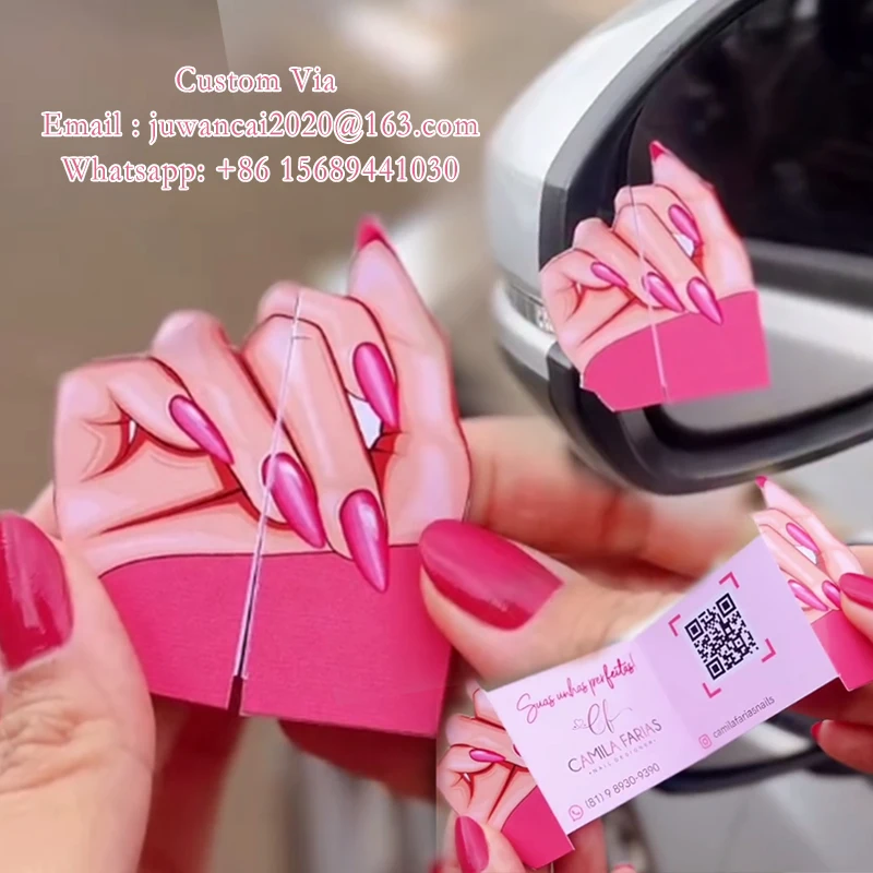 Tarjetas de presentación personalizadas con forma de mariposa, folletos creativos, diseño gratuito, impresión de folletos plegables con efecto espejo, estrategia publicitaria para pequeñas empresas - Imagen 5