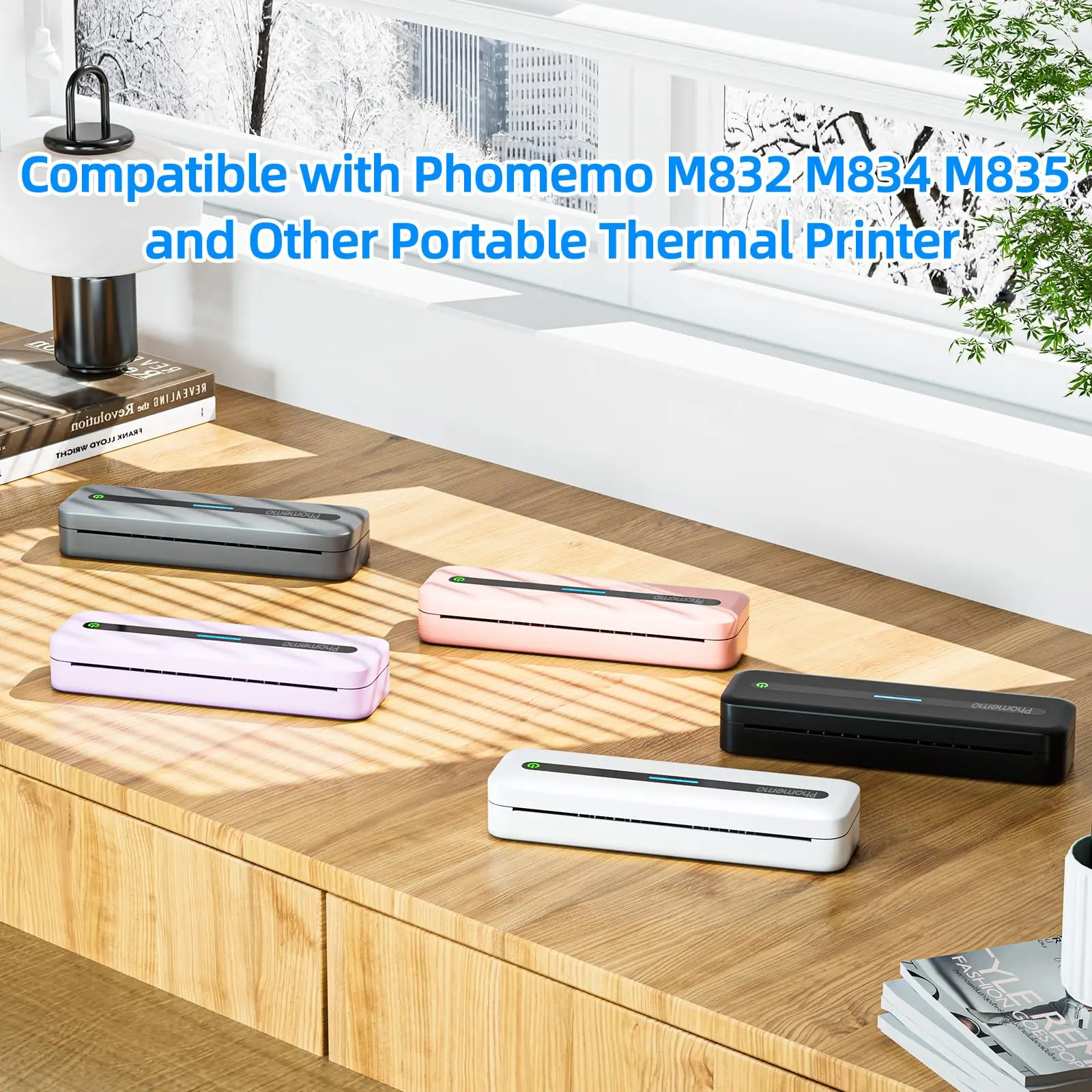 Phomemo-papel térmico para impresora, papel térmico continuo de secado rápido, tamaño de letra A4, M08F, M832, M834, M835, 50/80/110mm - Imagen 16