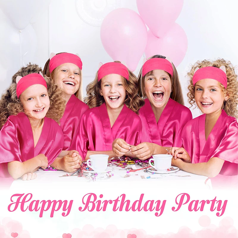 72/6pc Kids Satin Robes Spa Party for Girls DIY Slumber Kimono Robe Sleepover Party Favors with Gift Bags Slippers for Birthday - Imagen 23