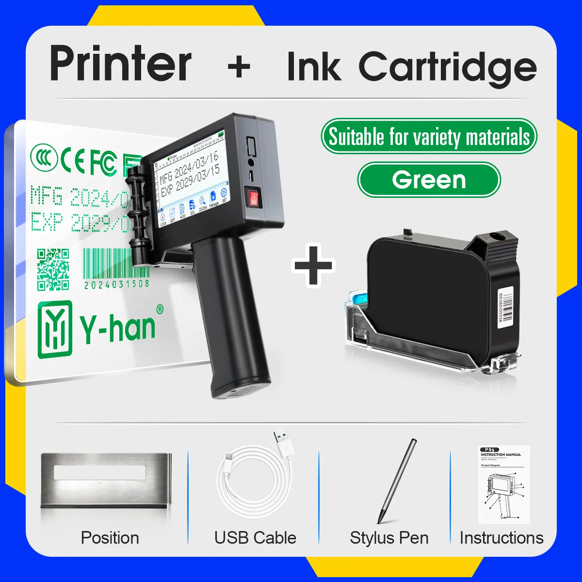 Impresora de inyección de tinta portátil Yhan de 12,7 mm sincriptar para fecha de caducidad Código de barras Código QR Números de lotes Impresión de logotipos de mejor valor - Imagen 13