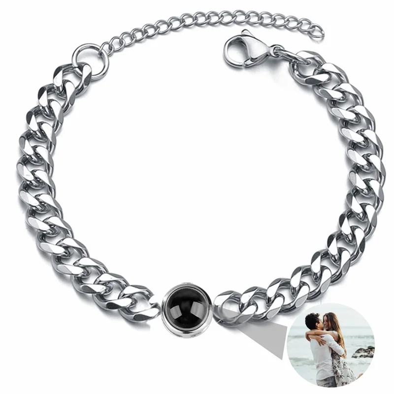 Pulsera con Foto Personalizada, Pulseras con Proyección de Imagen en 100 Idiomas, Te Amo, Pulsera de Acero Inoxidable - Imagen 8