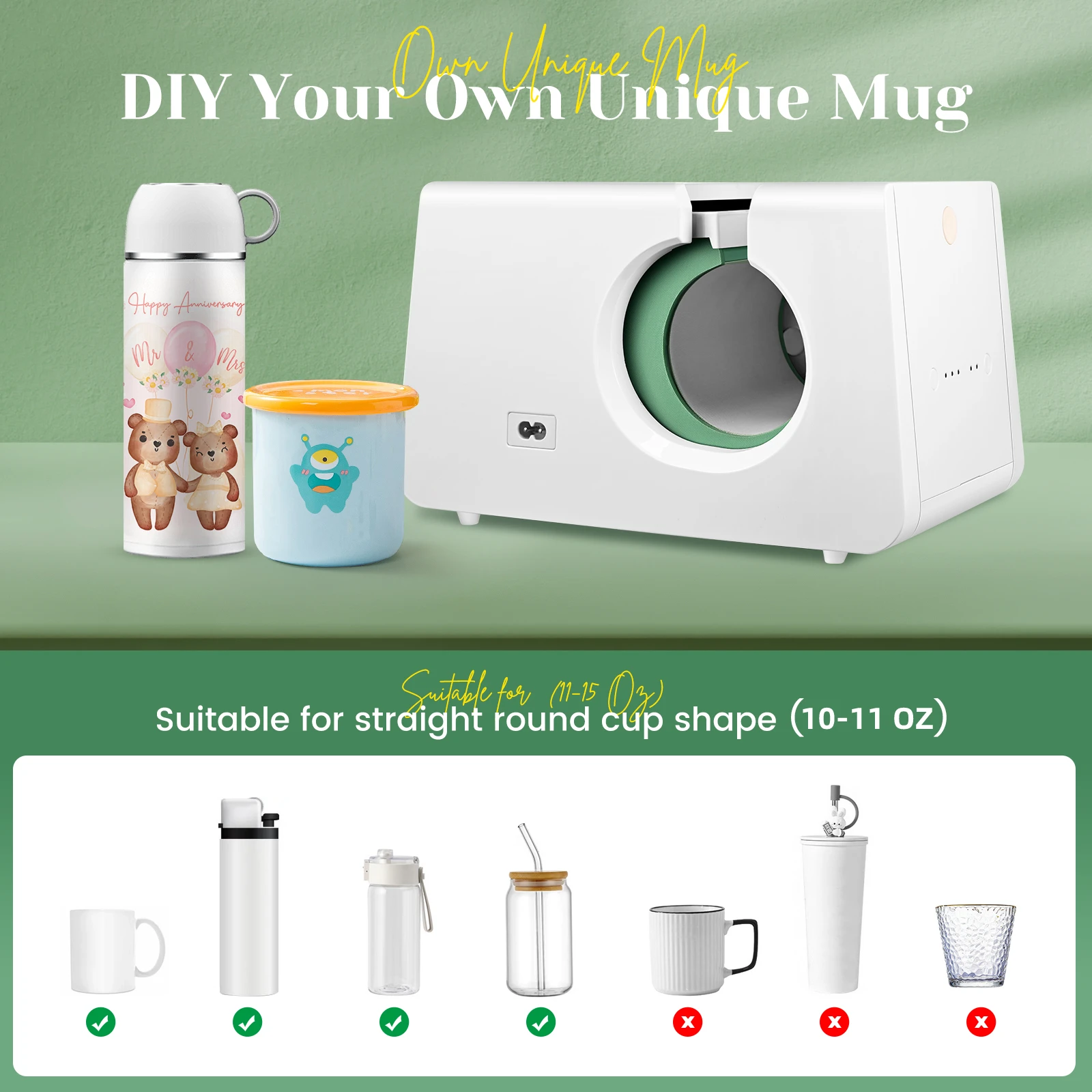 Máquina automática de prensado en caliente para tazas, prensador de tazas portátil por sublimación de transferencia de 10-11oz, botón de un solo toque como regalo para cumpleaños - Imagen 7