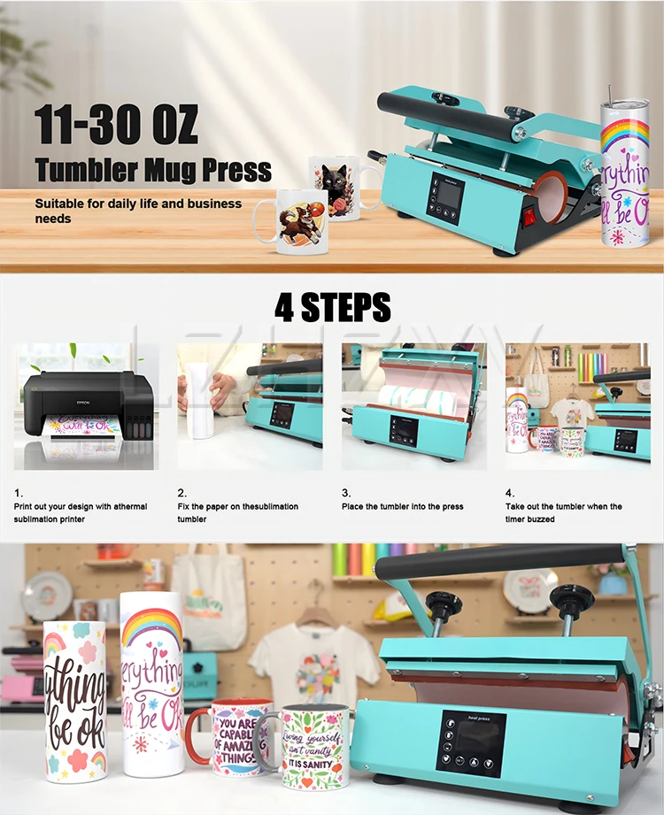 Impresora de Transferencia Térmica para Tazas de 11-30 oz | Impresión de Diseño Personalizado para Tazas Aisladas de Lados Rectos y Tazas de Café | Calentador Eléctrico 220V/110V - Imagen 13