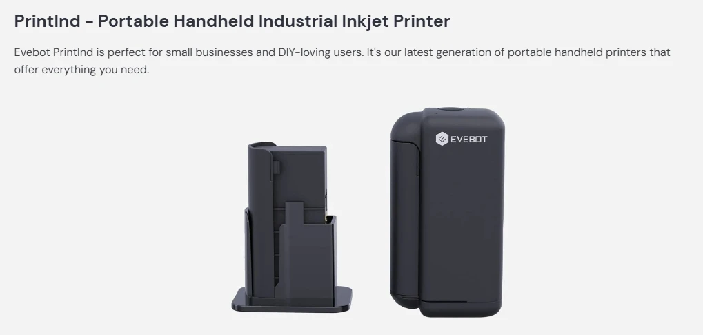 EVEBOT PRINTIND Impresora de inyección de tinta industrial portátil Mini impresora inteligente inalámbrica Bluetooth Tinta de secado rápido (tinta permanente) - Imagen 26