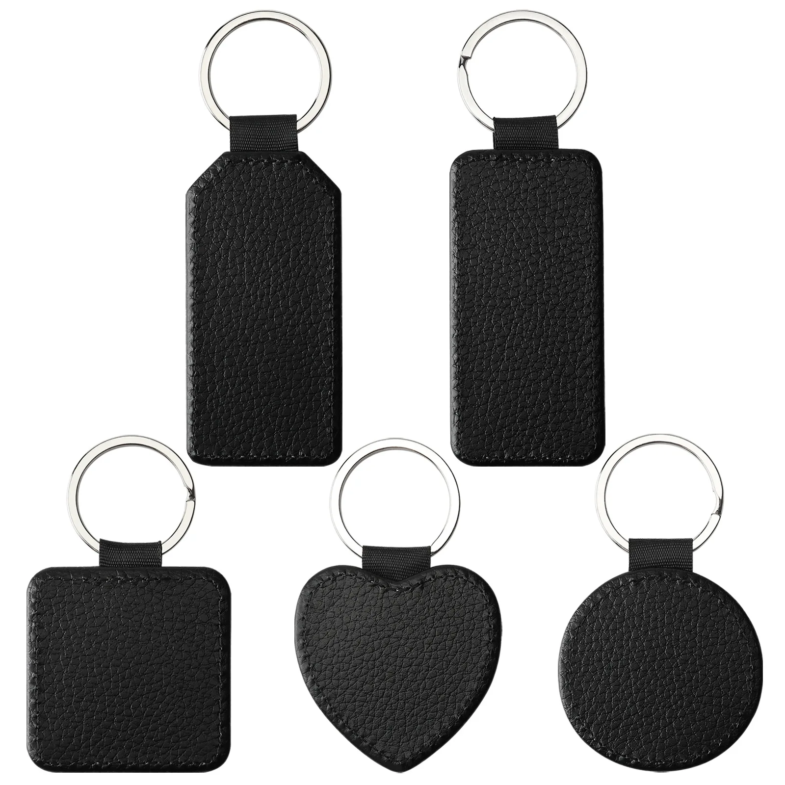 Sublimation Blank Keychains DIY Heat Transfer ID Tags Sublimation Keyrings Creative Gifts PU Leather Keychain - Imagen 15