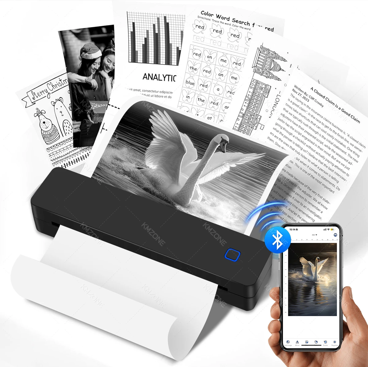 Impresora térmica Bluetooth A4 compatible con tamaños 2 “/3”/4"/A4 Dispositivo de impresión inalámbrico portátil Ideal para viajes Papel térmico A4 - Imagen 11
