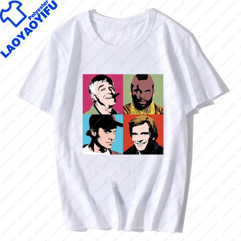 Camiseta del equipo A-Warhol, Camisetas gráficas de parodia de la serie Warhol The A Team, Camisetas divertidas Retro Mashup Tv - Imagen 6
