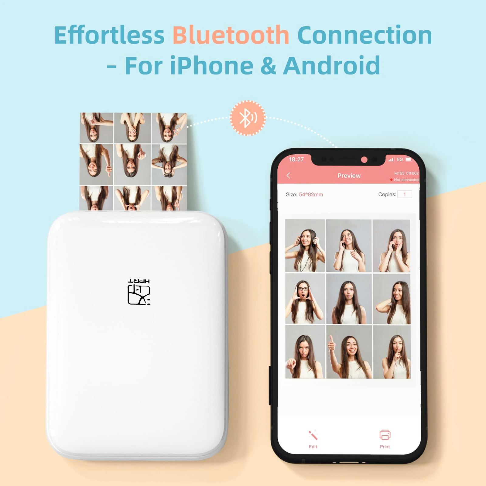 Impresora fotográfica en Color HPRT MT53, 2x3 pulgadas, bolsillo de papel con respaldo adhesivo, impresión Bluetooth, impresora fotográfica instantánea, bolsa de papel con respaldo adhesivo - Imagen 22