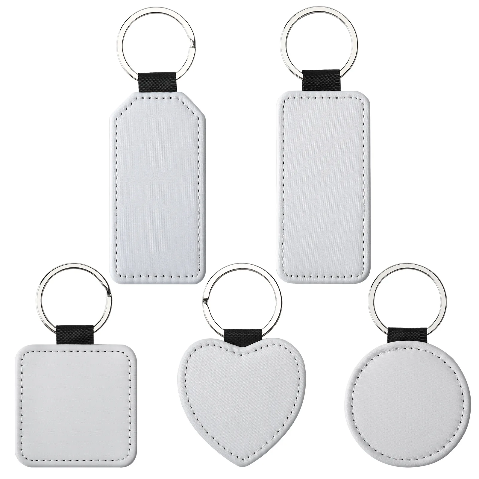 Sublimation Blank Keychains DIY Heat Transfer ID Tags Sublimation Keyrings Creative Gifts PU Leather Keychain - Imagen 16