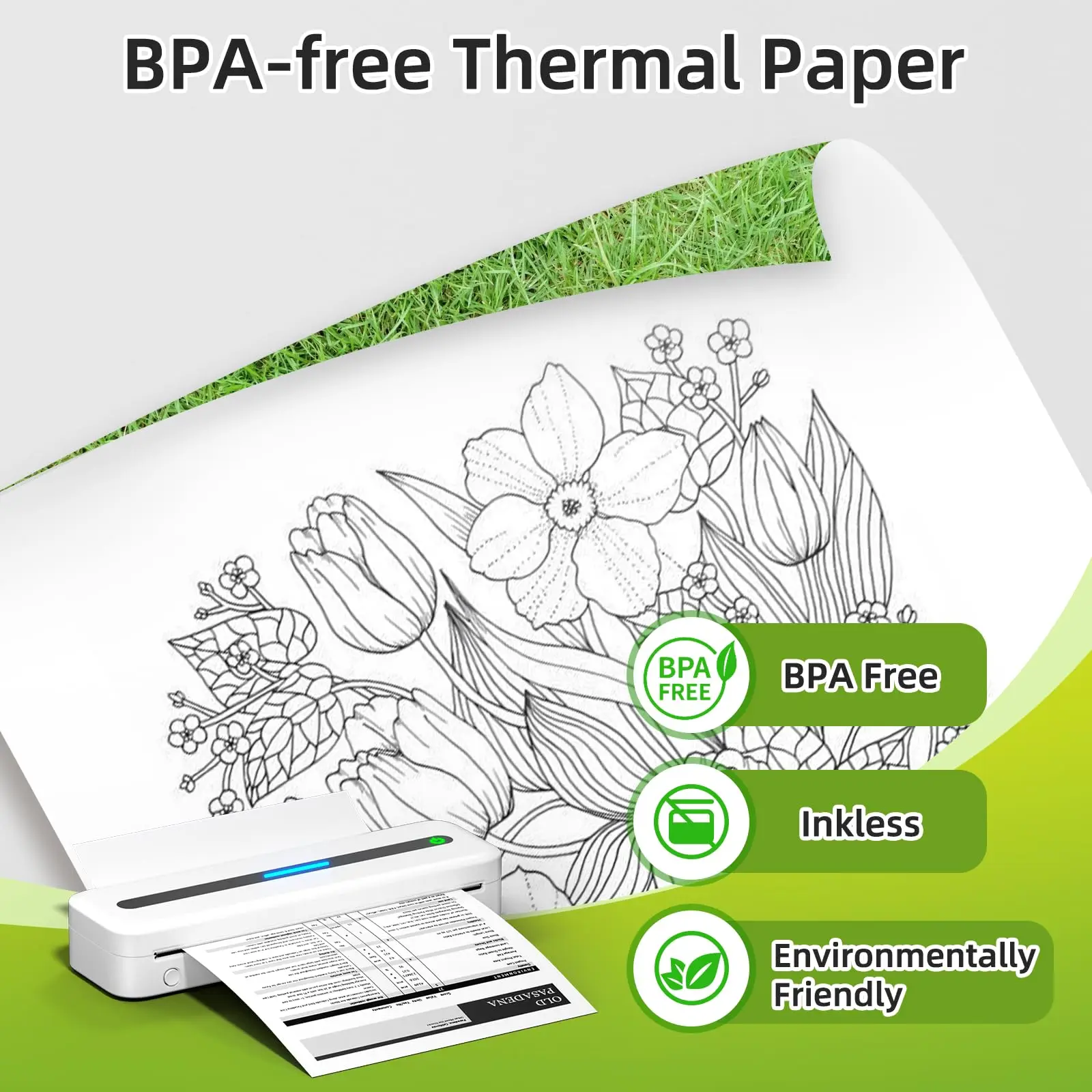 Phomemo-papel térmico para impresora, papel térmico continuo de secado rápido, tamaño de letra A4, M08F, M832, M834, M835, 50/80/110mm - Imagen 19