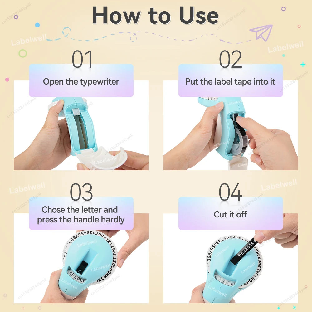 Mini impresora de etiquetas B90, fabricante de etiquetas en relieve 3D portátil, similar a la máquina de etiquetas Manual Dymo 12965 o 1 paquete de cinta de etiquetas Dymo 3D - Imagen 6