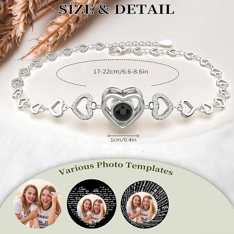 Pulsera con foto en el interior, pulsera personalizada con proyección de fotos, pulsera con foto, pulsera conmemorativa con foto personalizada - Imagen 5