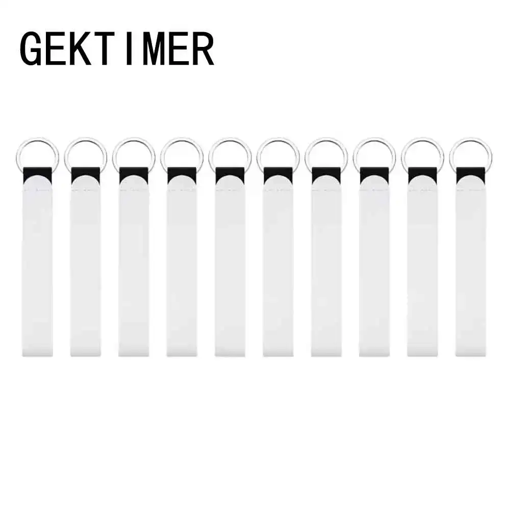 10Pcs Sublimation Blank Wristband Keychain Neoprene Wristlet Strap Lanyard Heat Press Transfer White Wrist Diy Key Ring - Imagen 4