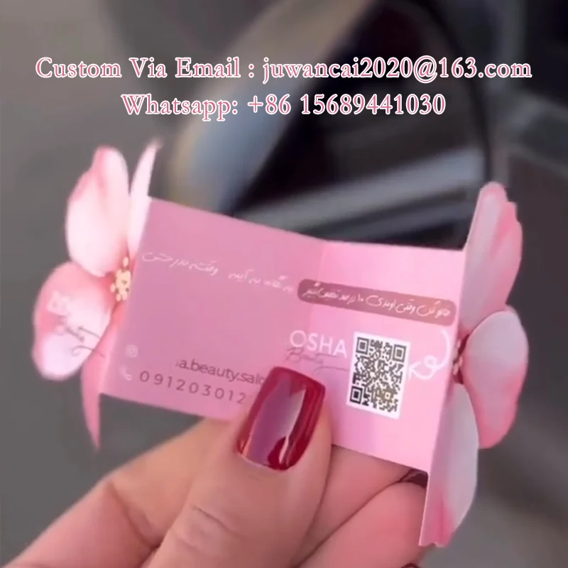 Tarjetas de presentación personalizadas con forma de mariposa, folletos creativos, diseño gratuito, impresión de folletos plegables con efecto espejo, estrategia publicitaria para pequeñas empresas - Imagen 12