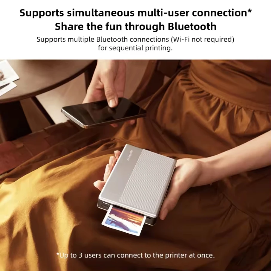 Xiaomi Impresora Fotográfica 1S, Impresora Térmica Portátil con Bluetooth 5,2, Mini Impresora de Foto en Color de 2x3 Pulgadas - Imagen 6