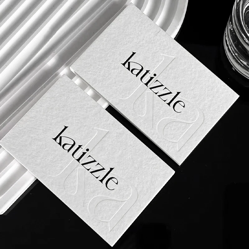 Tarjetas de Visita Personalizadas con Impresión Tipográfica en Blanco, Grabadas en Relieve/Grabadas en Bajo Relieve con Texto/Logotipo Personalizado, Tarjetas de Presentación y Tarjetas de Agradecimiento - Imagen 3