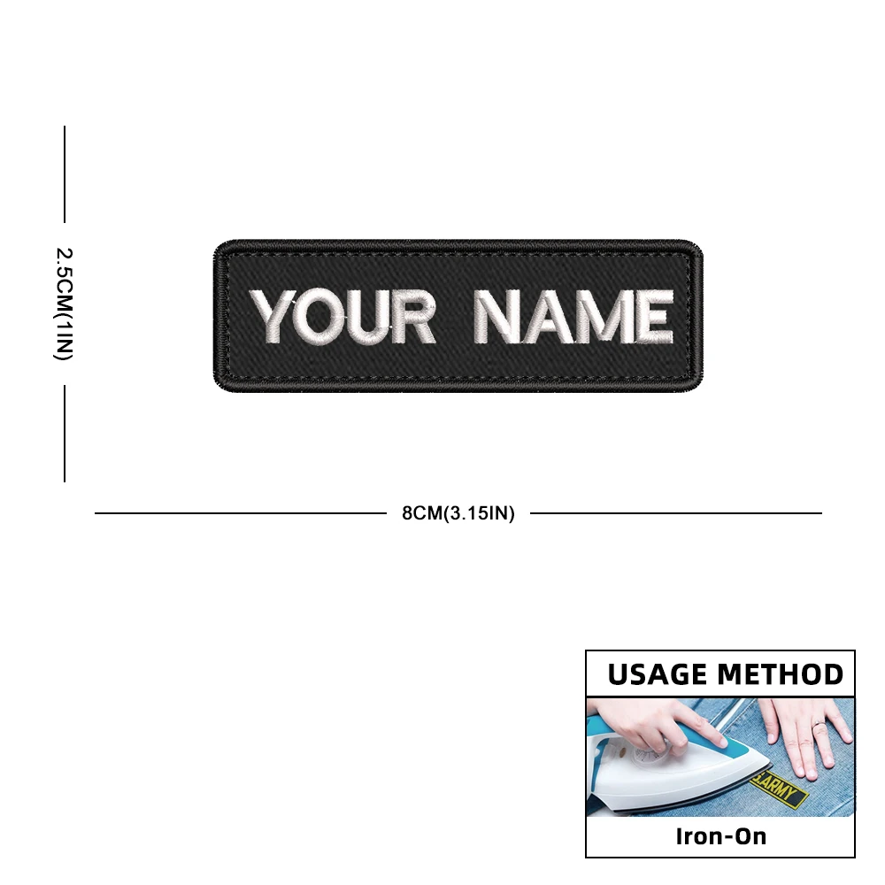 Parche con nombre personalizado, parches personalizados, tamaño 15x5cm, insignia bordada personalizada, emblemas de rayas, bucle de hierro o gancho - Imagen 2
