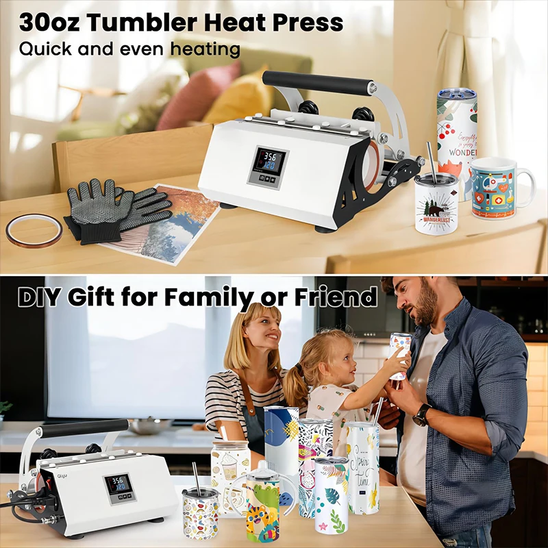 Máquina de prensado en caliente para vasos/máquina de prensado en caliente para tazas, patrón de taza de 11-30oz, taza de escritorio DIY/máquina de transferencia de calor para tazas de acero inoxidable - Imagen 4