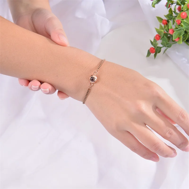 Pulsera con Foto Personalizada, Pulseras con Proyección de Imagen en 100 Idiomas, Te Amo, Pulsera de Acero Inoxidable - Imagen 52