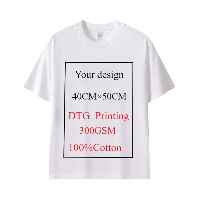 Camiseta personalizada con impresión DTG, camisetas de algodón 100% de 300GSM para hombre, camisetas informales holgadas de alta calidad para mujer, ropa de trabajo superior personalizada - Imagen 2