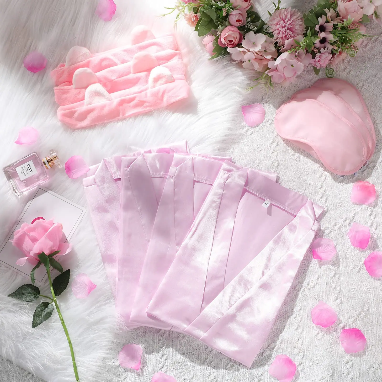 72/6pc Kids Satin Robes Spa Party for Girls DIY Slumber Kimono Robe Sleepover Party Favors with Gift Bags Slippers for Birthday - Imagen 29